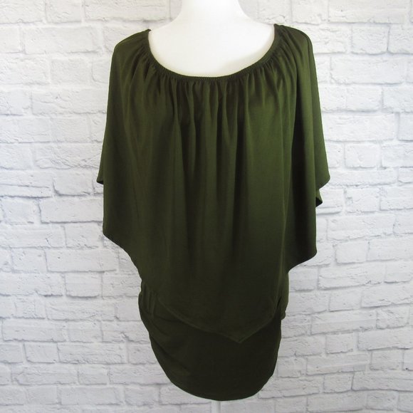 Olive Green Off the Shoulder Dress Size Small - Picture 1 of 5